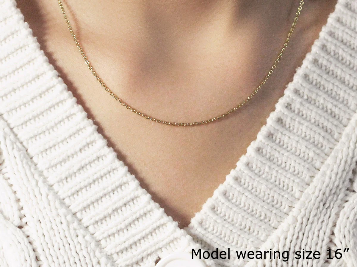 18k Yellow Gold Round Cable Link Chain 1.5mm - Image 9