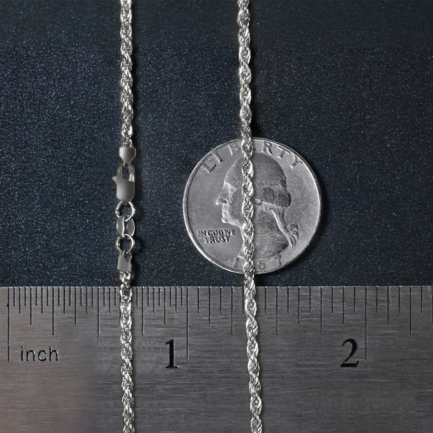 2.0mm 14k White Gold Light Rope Chain - Image 24
