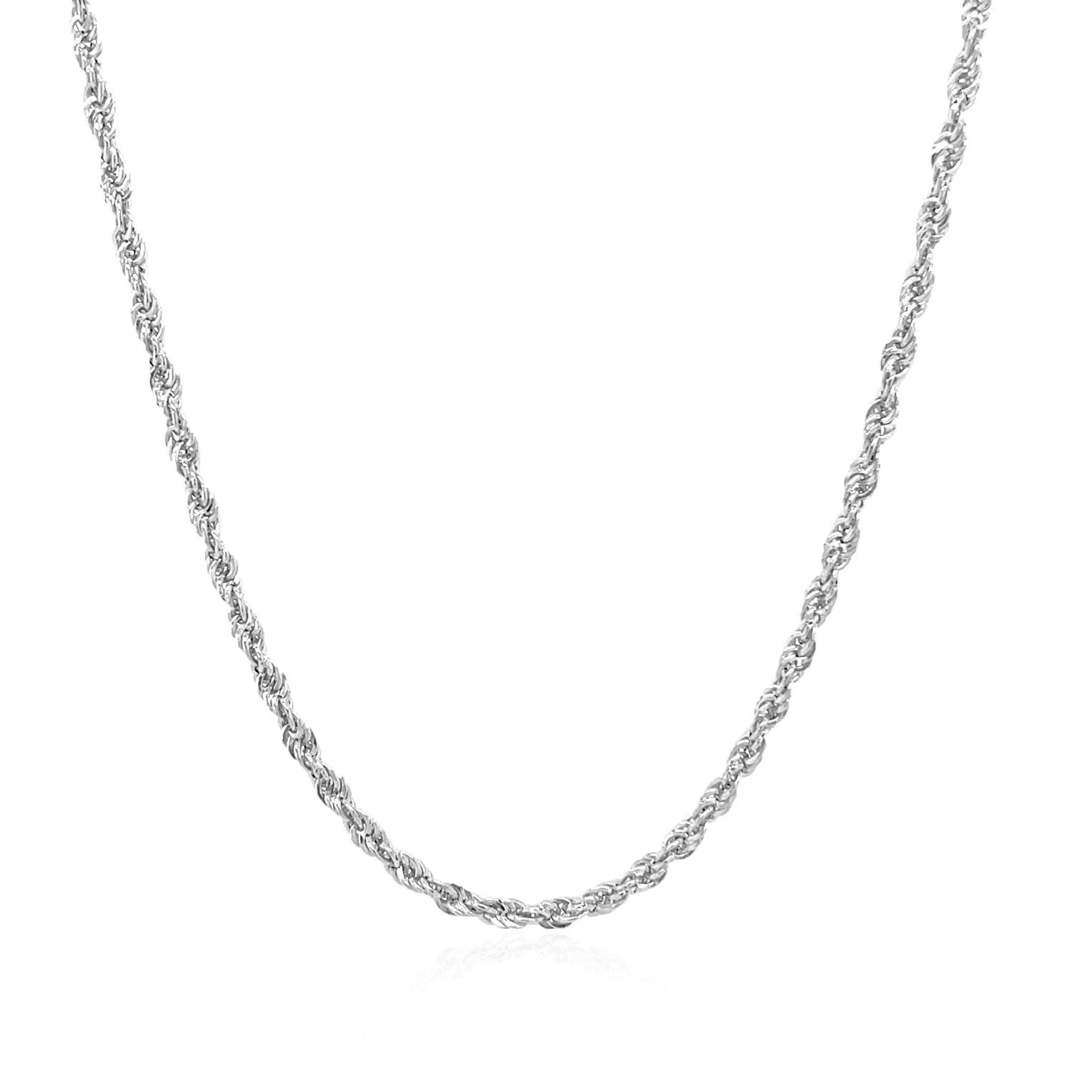 2.0mm 14k White Gold Light Rope Chain - Image 3