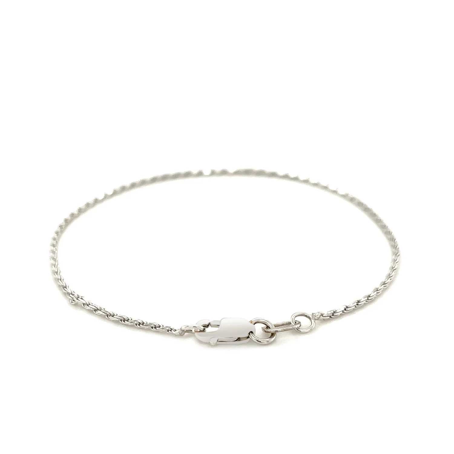 2.0mm 14k White Gold Solid Diamond Cut Rope Bracelet - Image 2