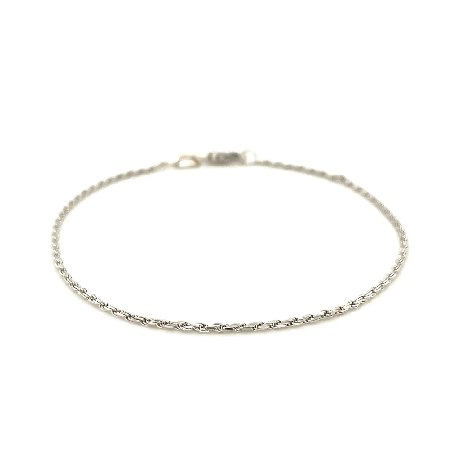2.0mm 14k White Gold Solid Diamond Cut Rope Bracelet - Image 3