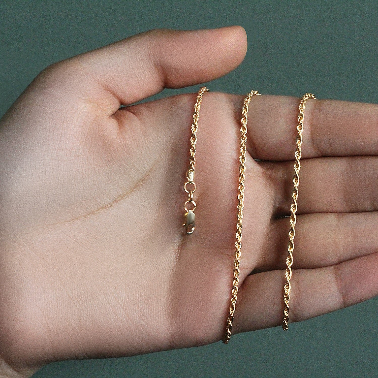2.0mm 14k Yellow Gold Light Rope Chain - Image 16