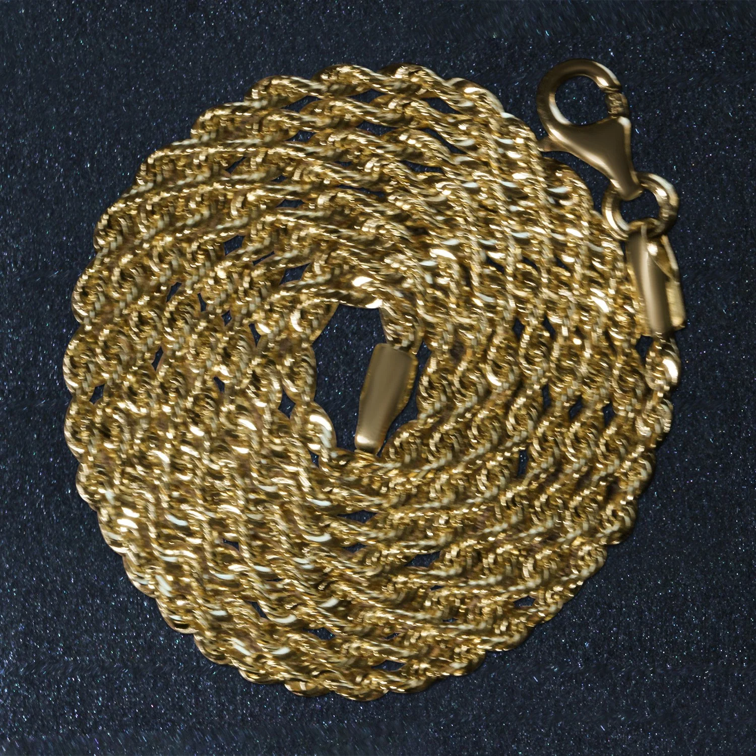 2.0mm 14k Yellow Gold Solid Diamond Cut Rope Chain - Image 6