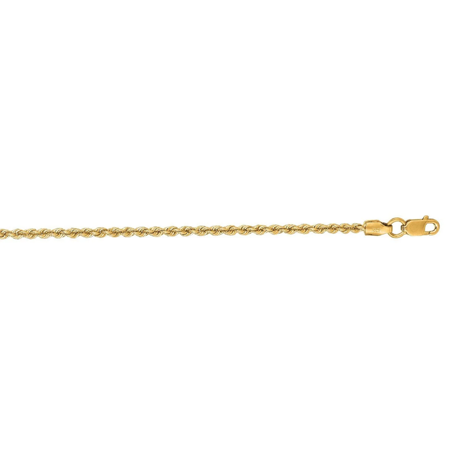 2.0mm 14k Yellow Gold Solid Rope Chain - Image 2
