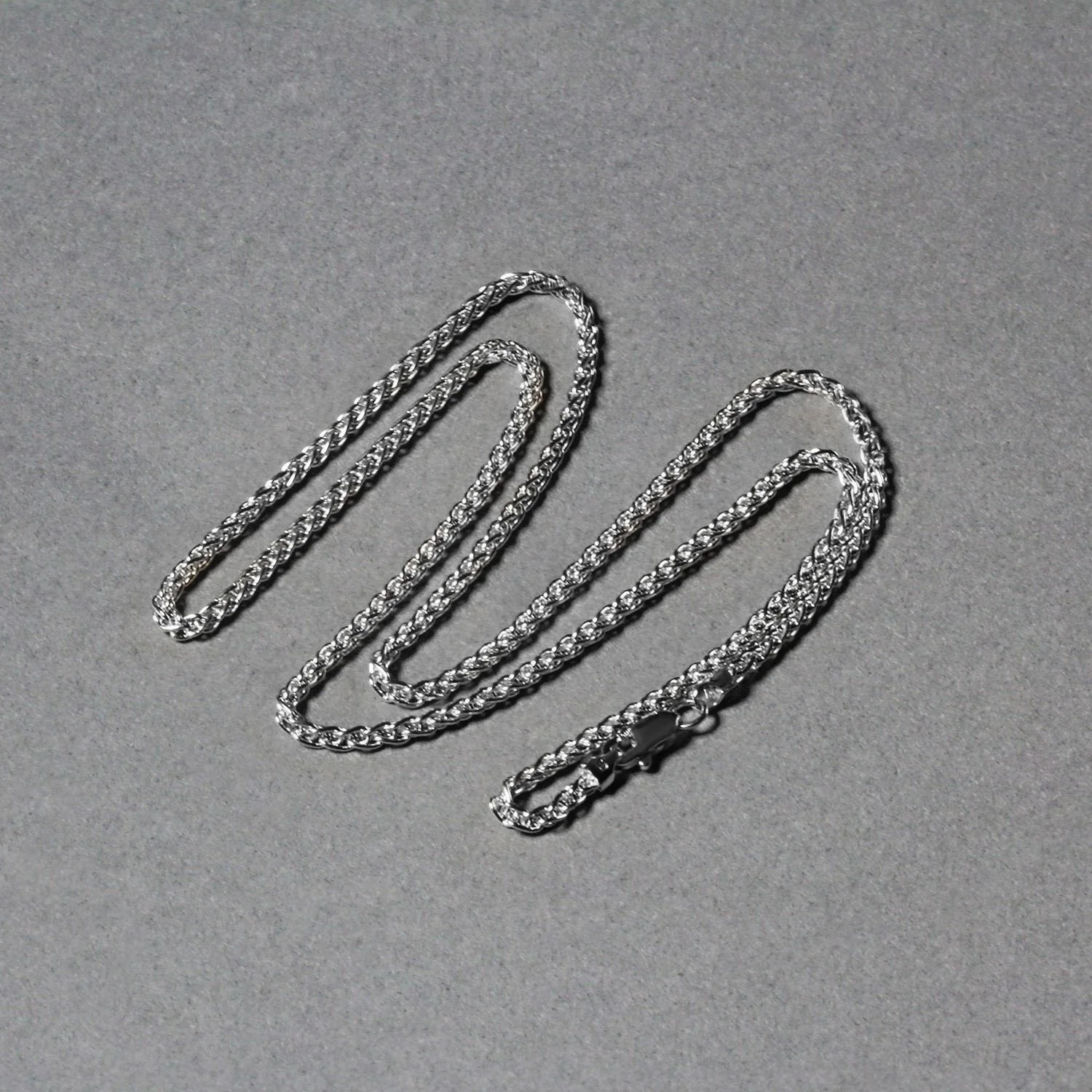 2.1mm 14k White Gold Round Wheat Chain - Image 13