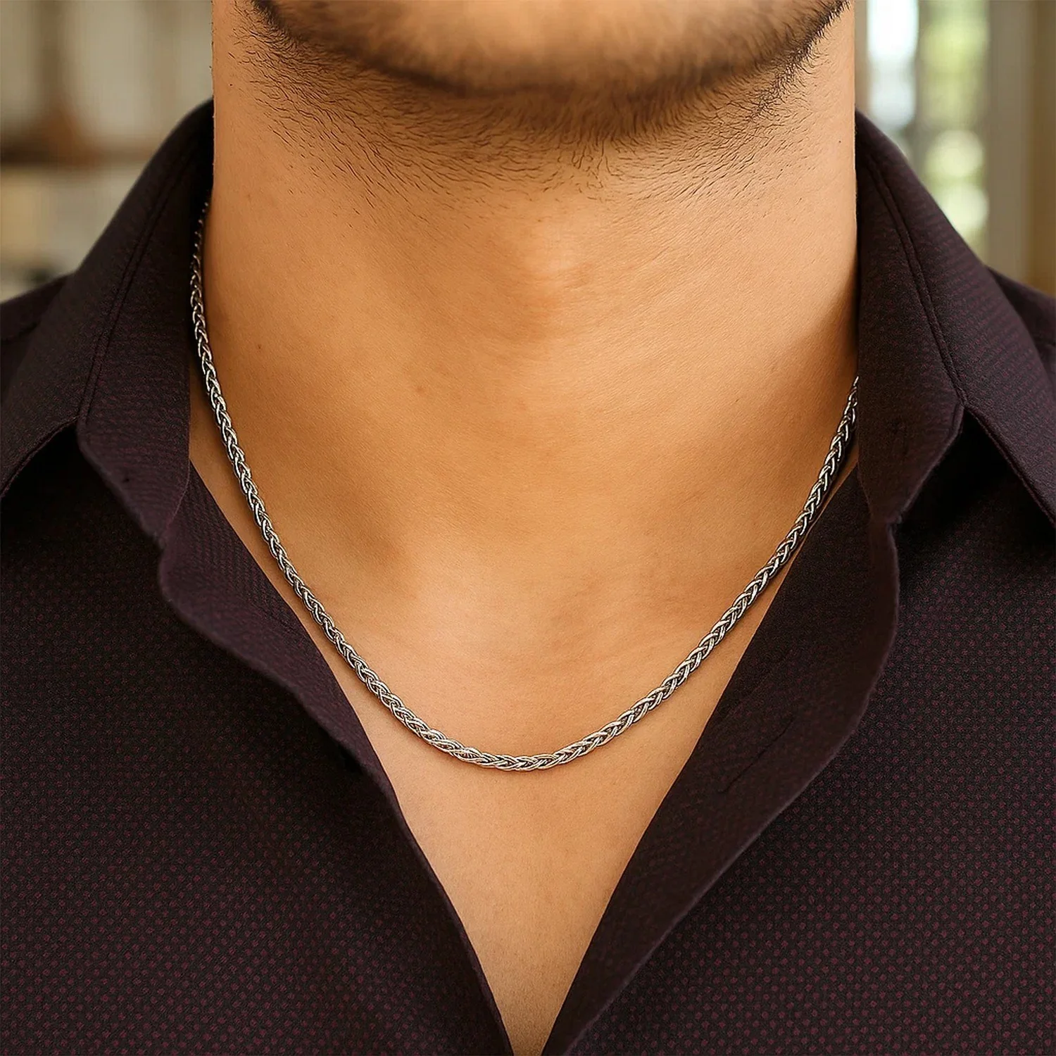 2.1mm 14k White Gold Round Wheat Chain - Image 32