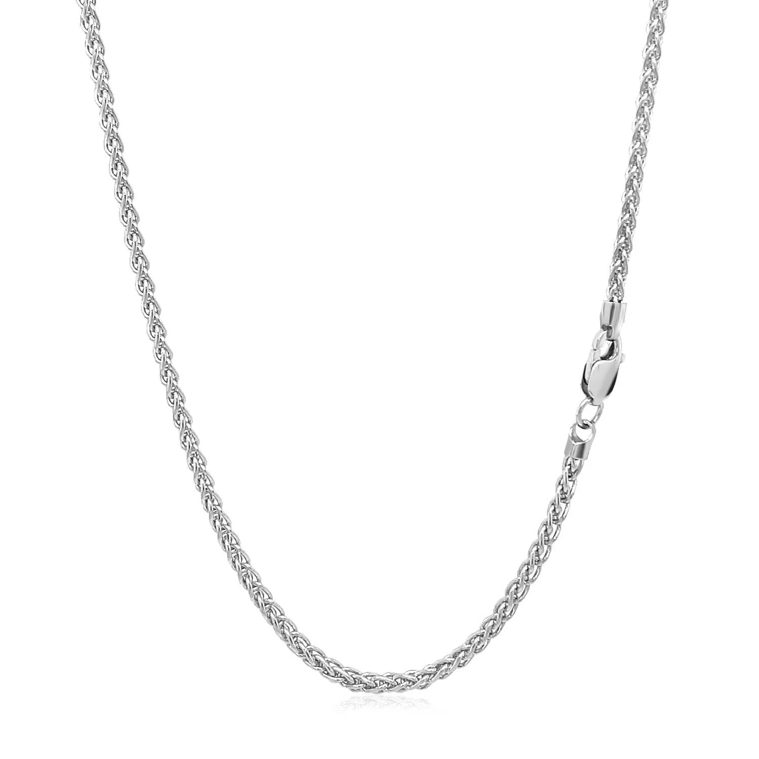 2.1mm 14k White Gold Round Wheat Chain - Image 8