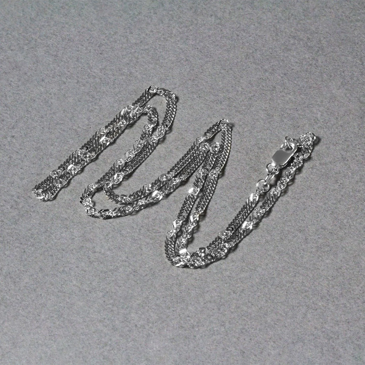2.1mm 14k White Gold Singapore Chain - Image 3