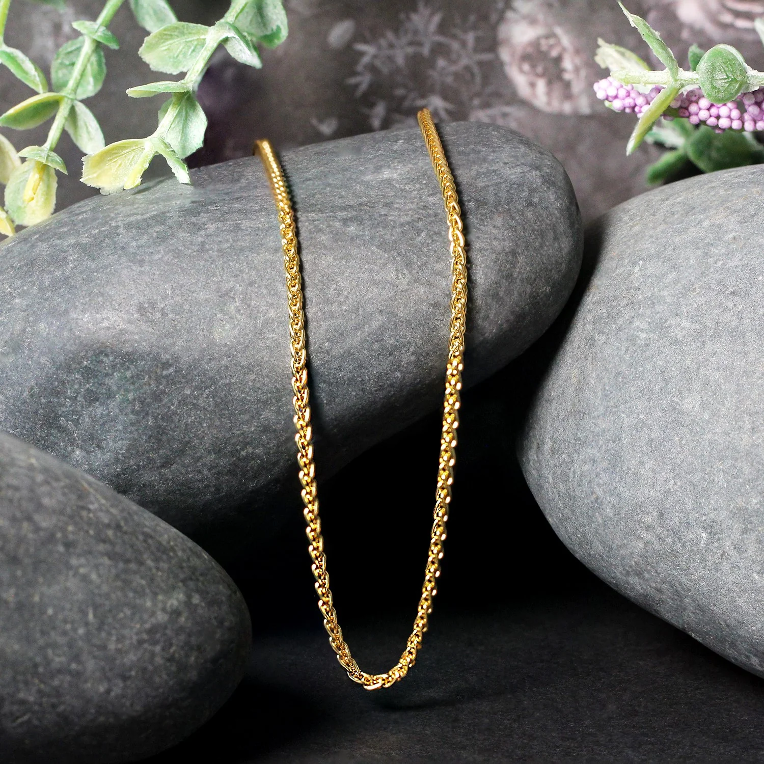 2.1mm 14k Yellow Gold Round Wheat Chain - Image 11