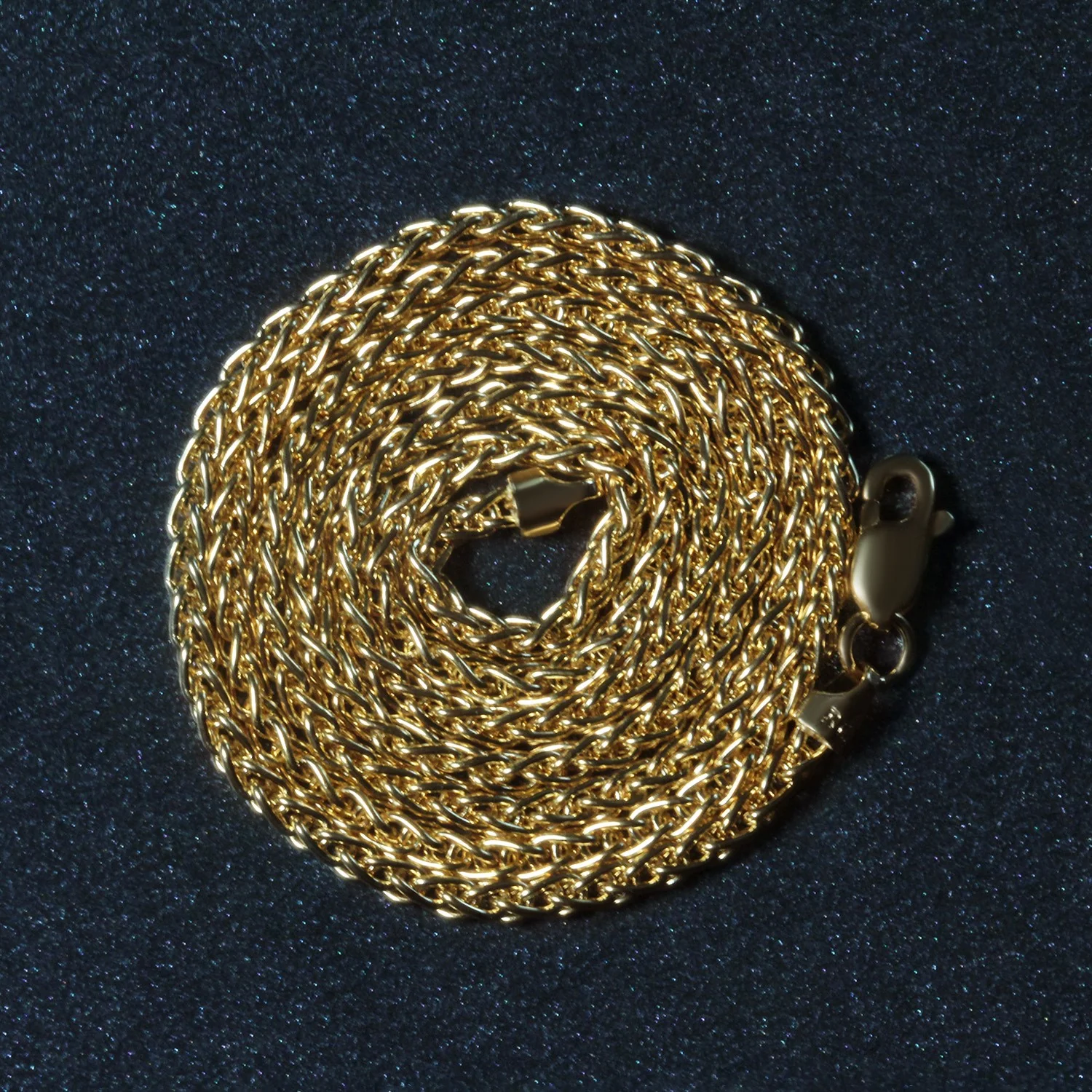 2.1mm 14k Yellow Gold Round Wheat Chain - Image 17