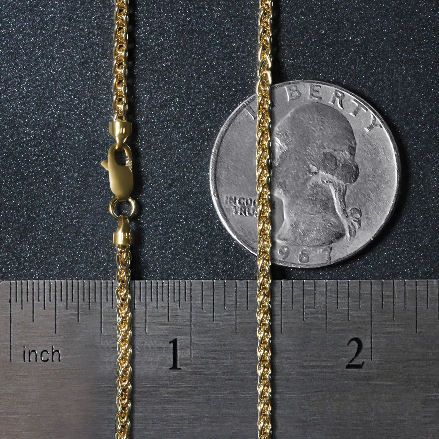 2.1mm 14k Yellow Gold Round Wheat Chain - Image 30