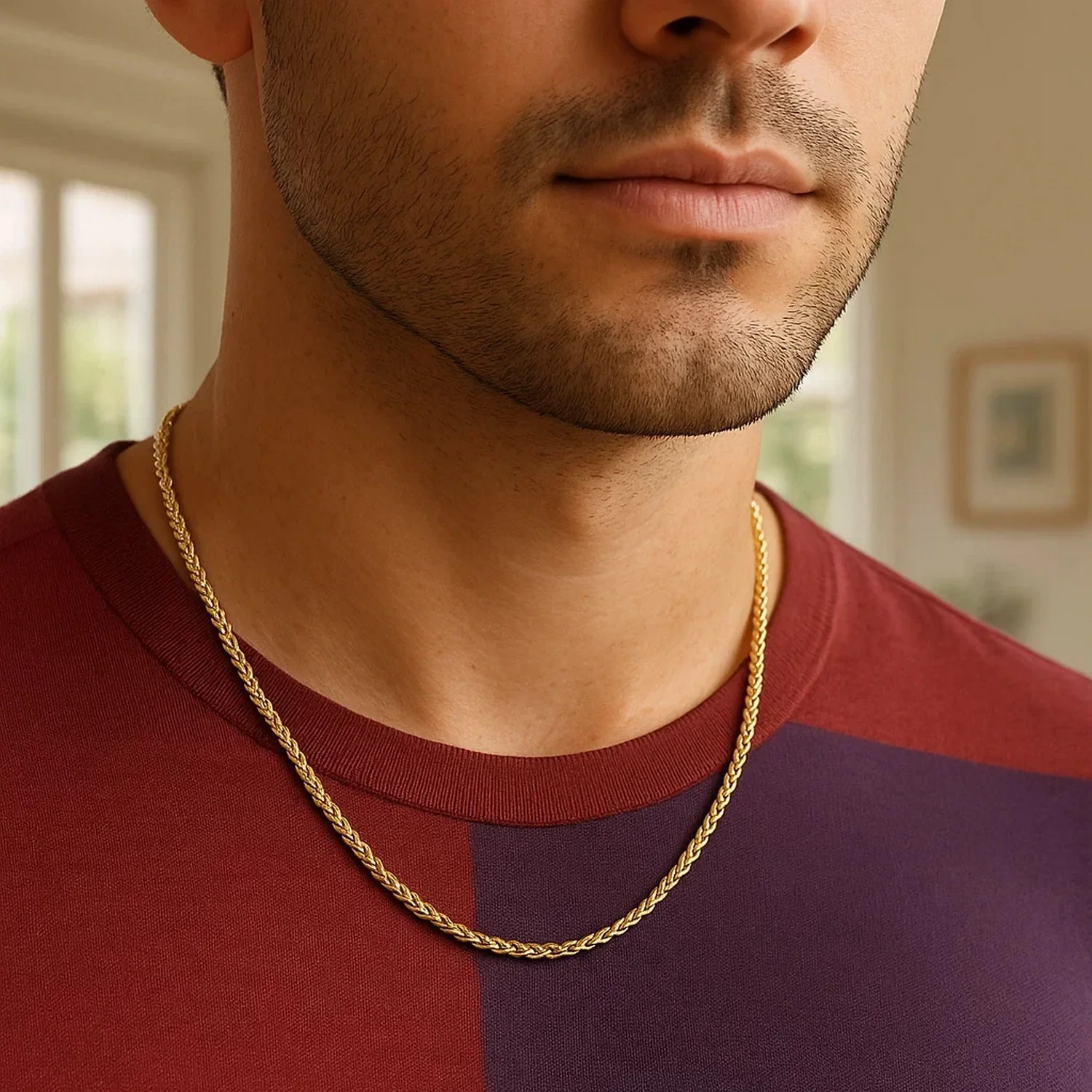 2.1mm 14k Yellow Gold Round Wheat Chain - Image 38