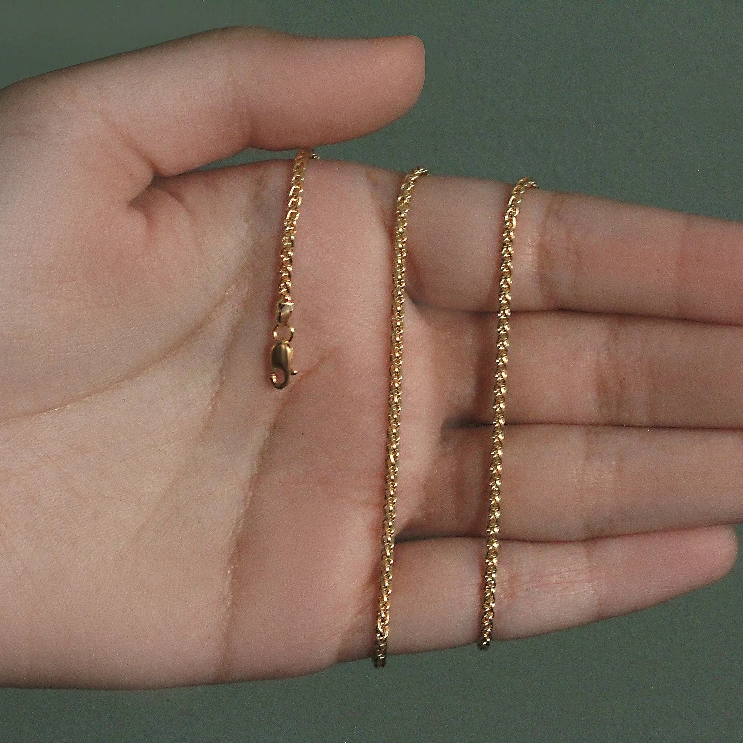 2.1mm 14k Yellow Gold Round Wheat Chain - Image 39