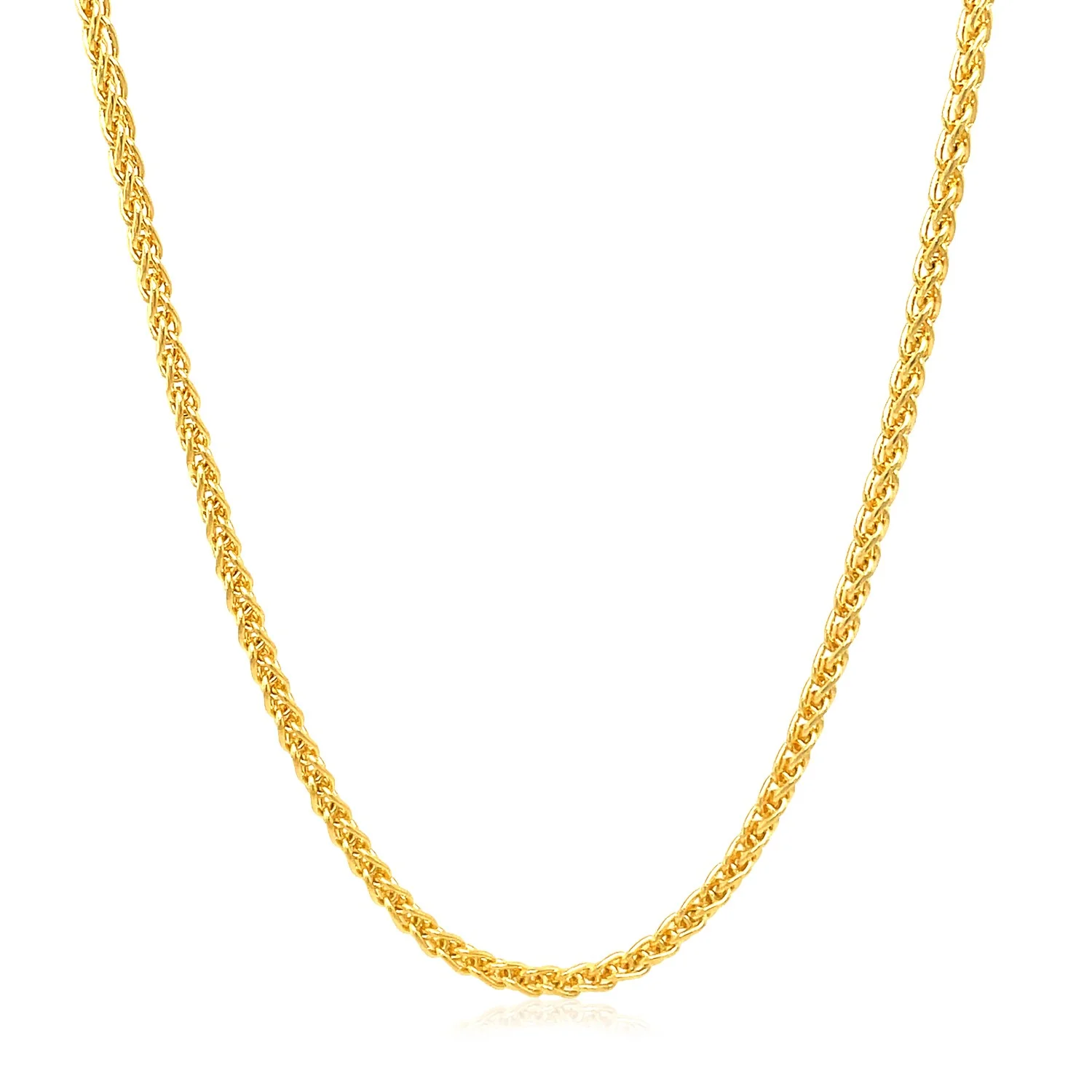 2.1mm 14k Yellow Gold Round Wheat Chain - Image 7