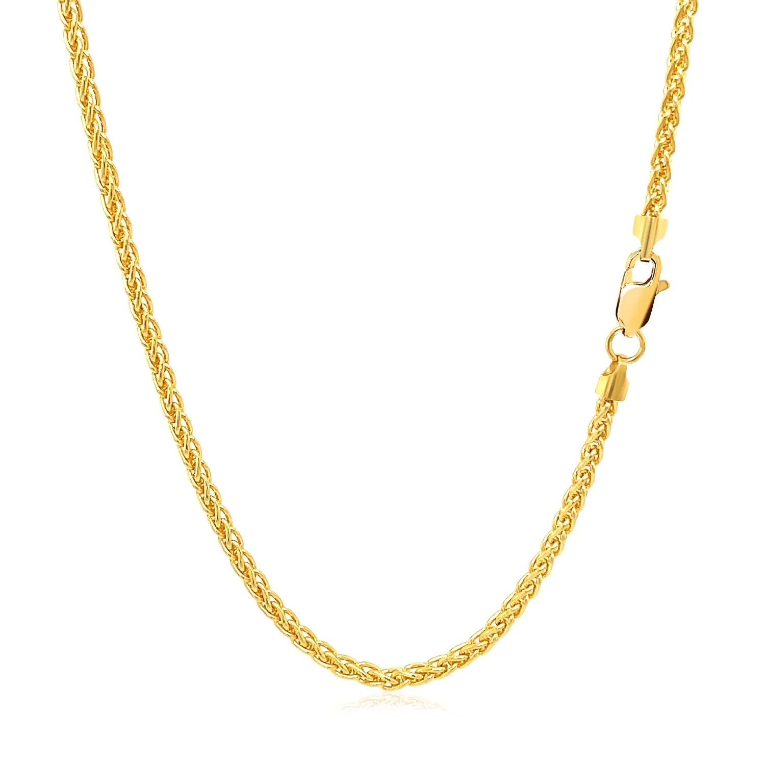 2.1mm 14k Yellow Gold Round Wheat Chain - Image 8