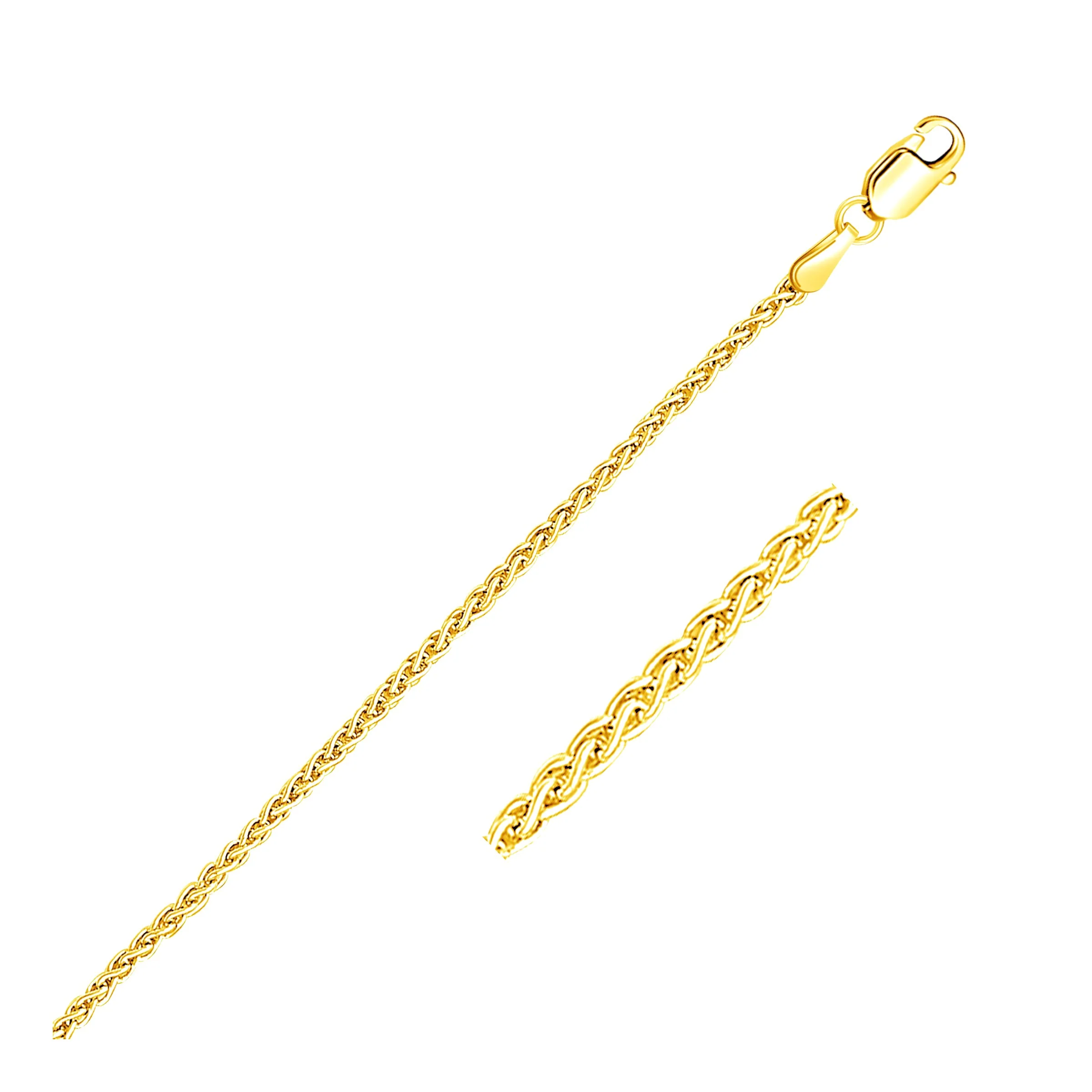 2.1mm 14k Yellow Gold Round Wheat Chain - Image 9