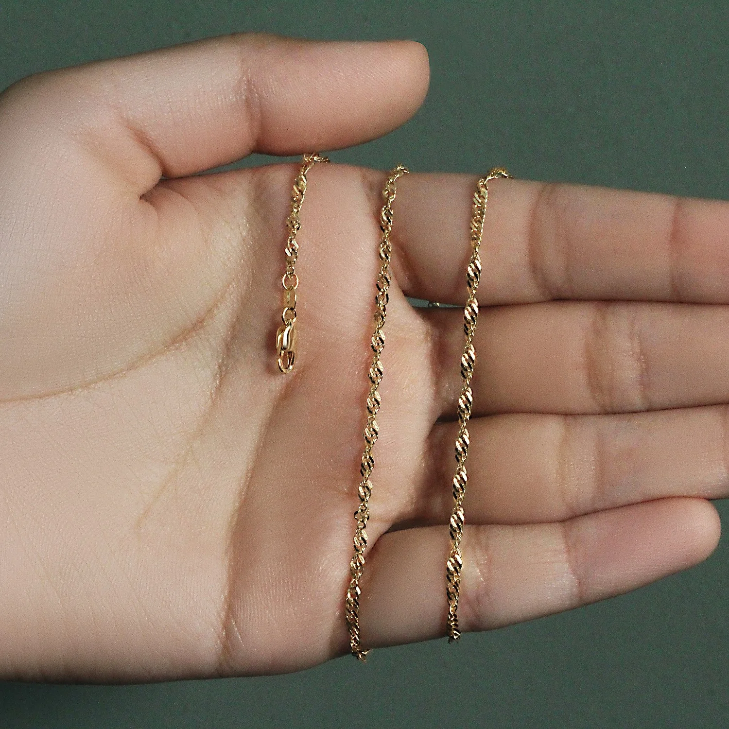 2.1mm 14k Yellow Gold Singapore Chain - Image 6
