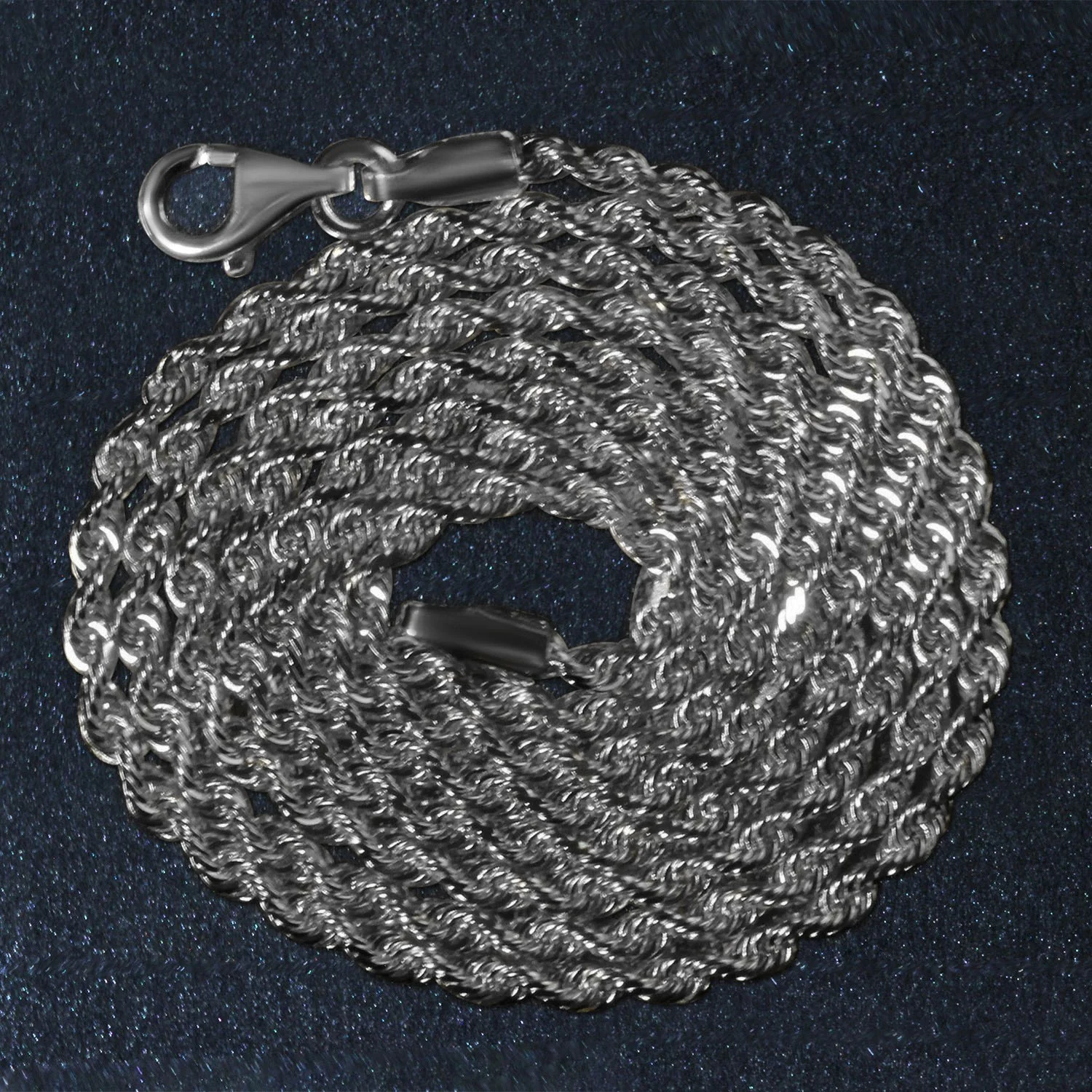 2.25mm 14k White Gold Solid Diamond Cut Rope Chain - Image 6