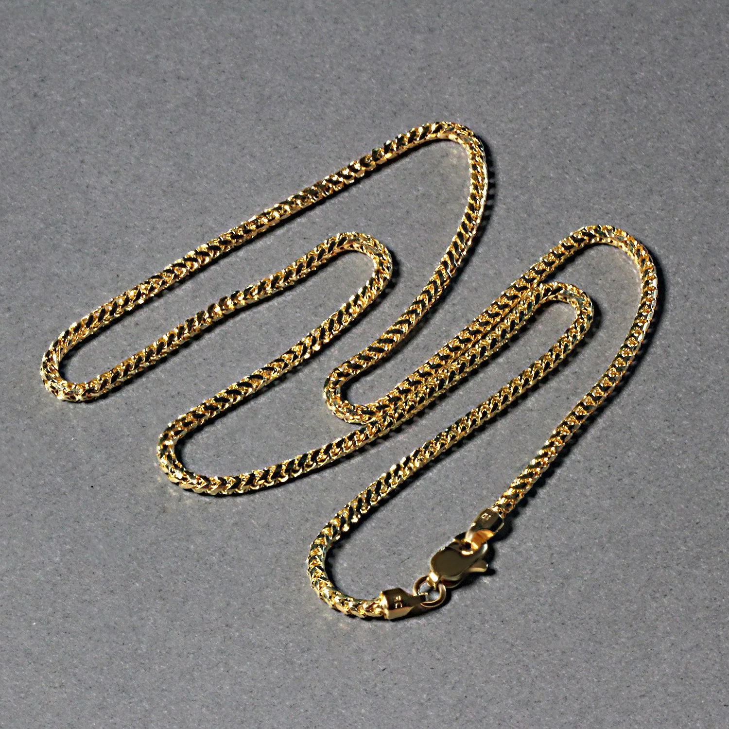 2.2mm 14k Yellow Solid Gold Diamond Cut Round Franco Chain - Image 5
