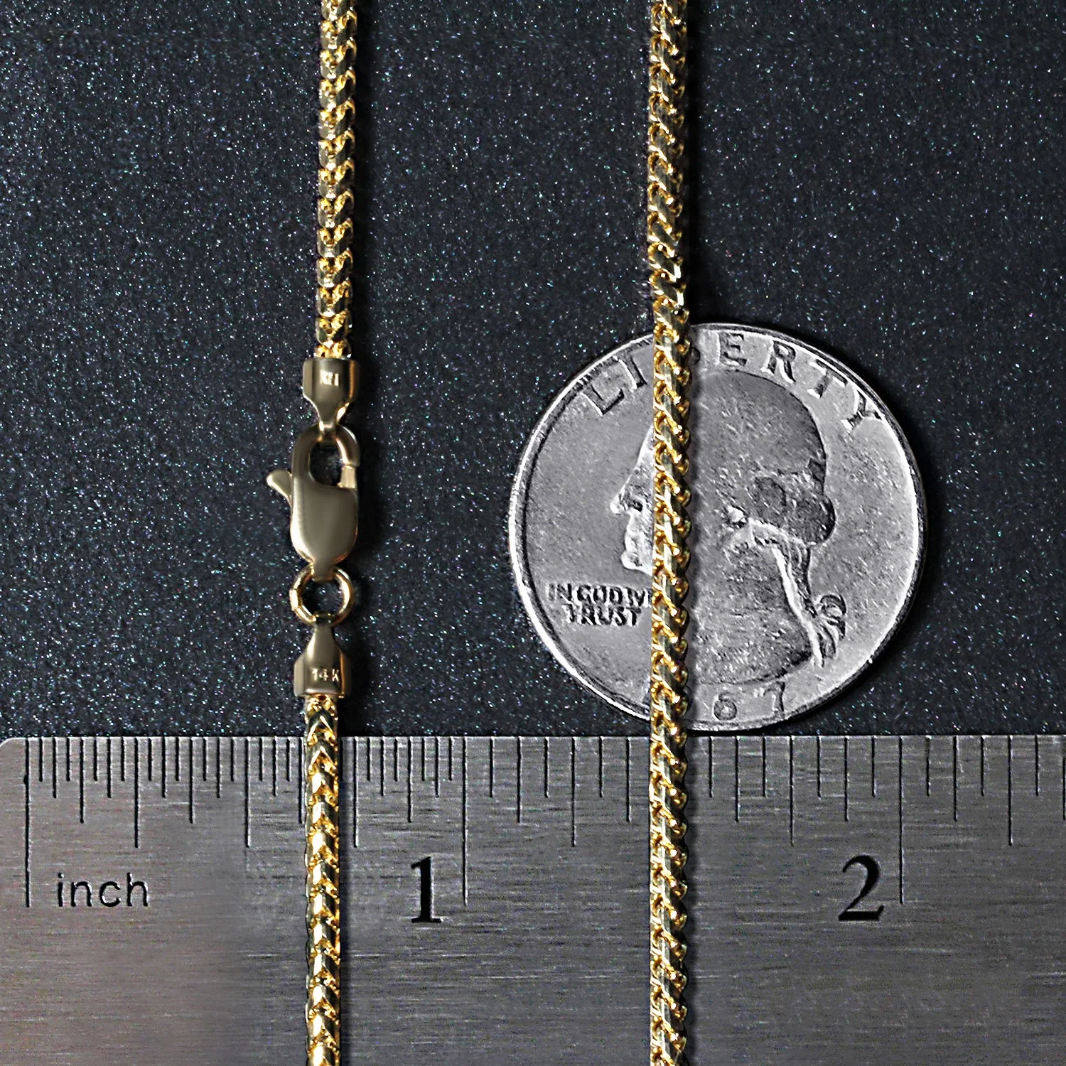 2.2mm 14k Yellow Solid Gold Diamond Cut Round Franco Chain - Image 7