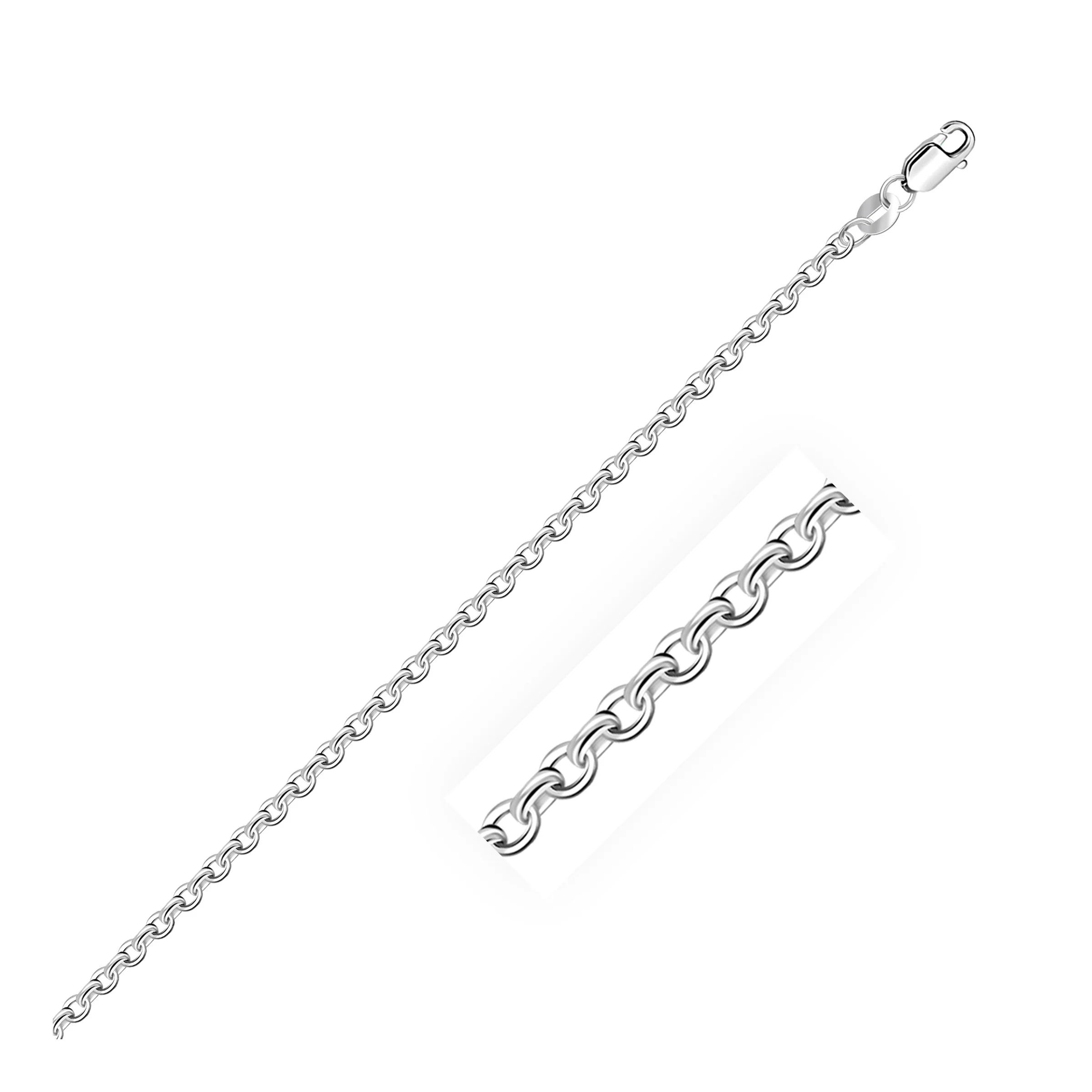 2.3mm 14k White Gold Diamond Cut Cable Link Chain - Image 2