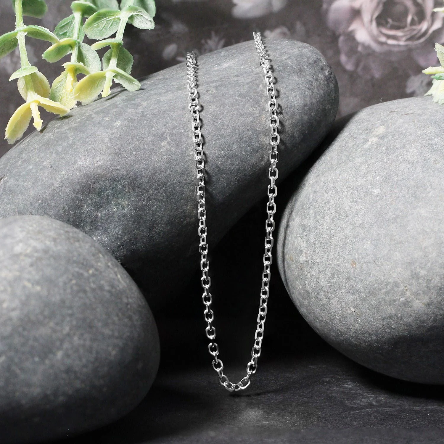 2.3mm 14k White Gold Diamond Cut Cable Link Chain - Image 8