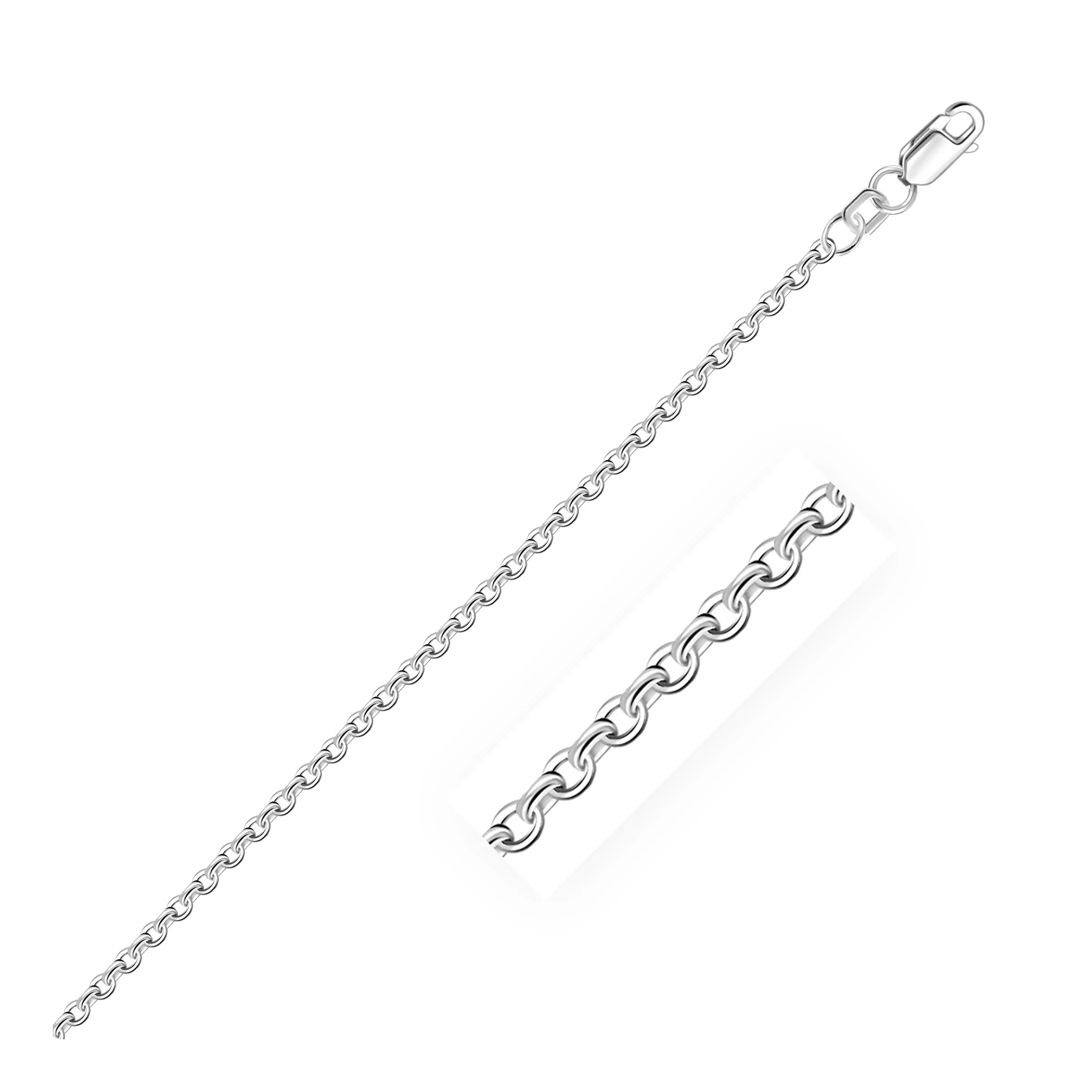 2.3mm 14k White Gold Rolo Chain - Image 2