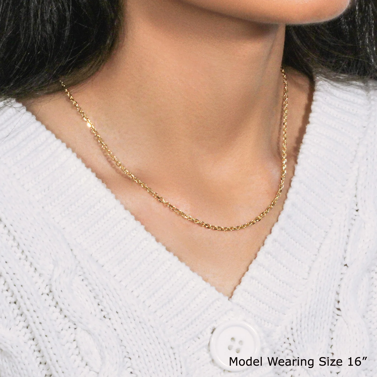 2.3mm 14k Yellow Gold Diamond Cut Cable Link Chain - Image 10