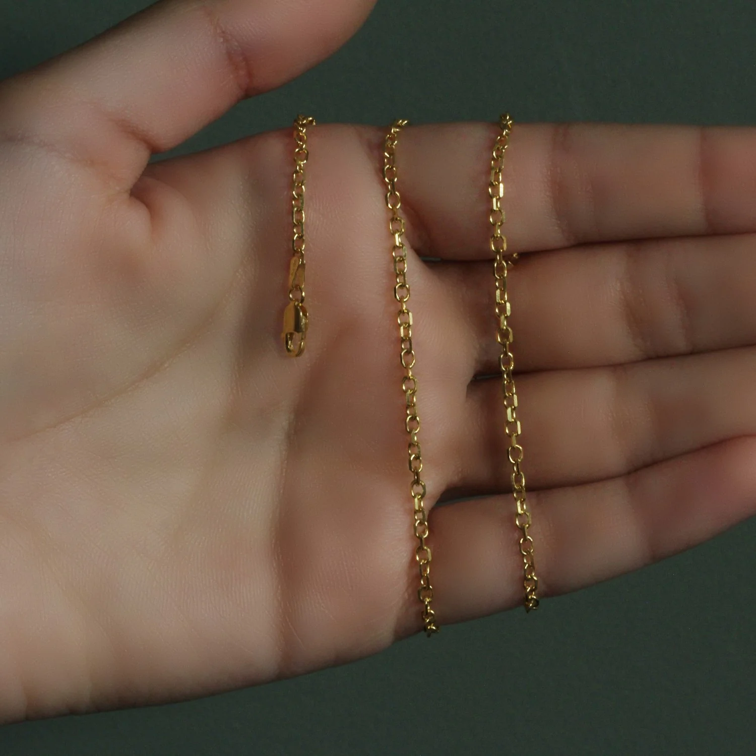 2.3mm 14k Yellow Gold Diamond Cut Cable Link Chain - Image 8