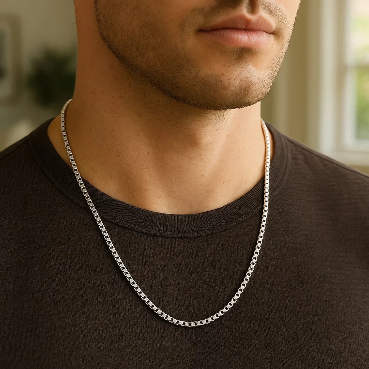 2.4mm 14k White Gold Round Box Chain - Image 11