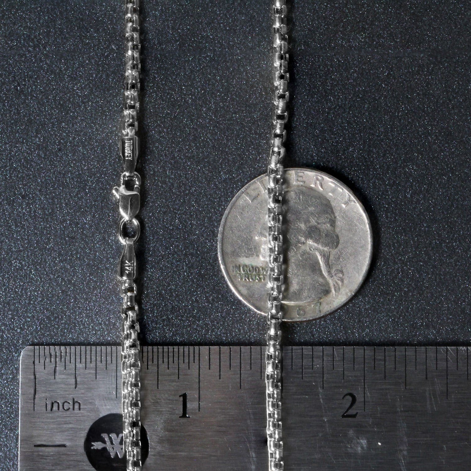 2.4mm 14k White Gold Round Box Chain - Image 7