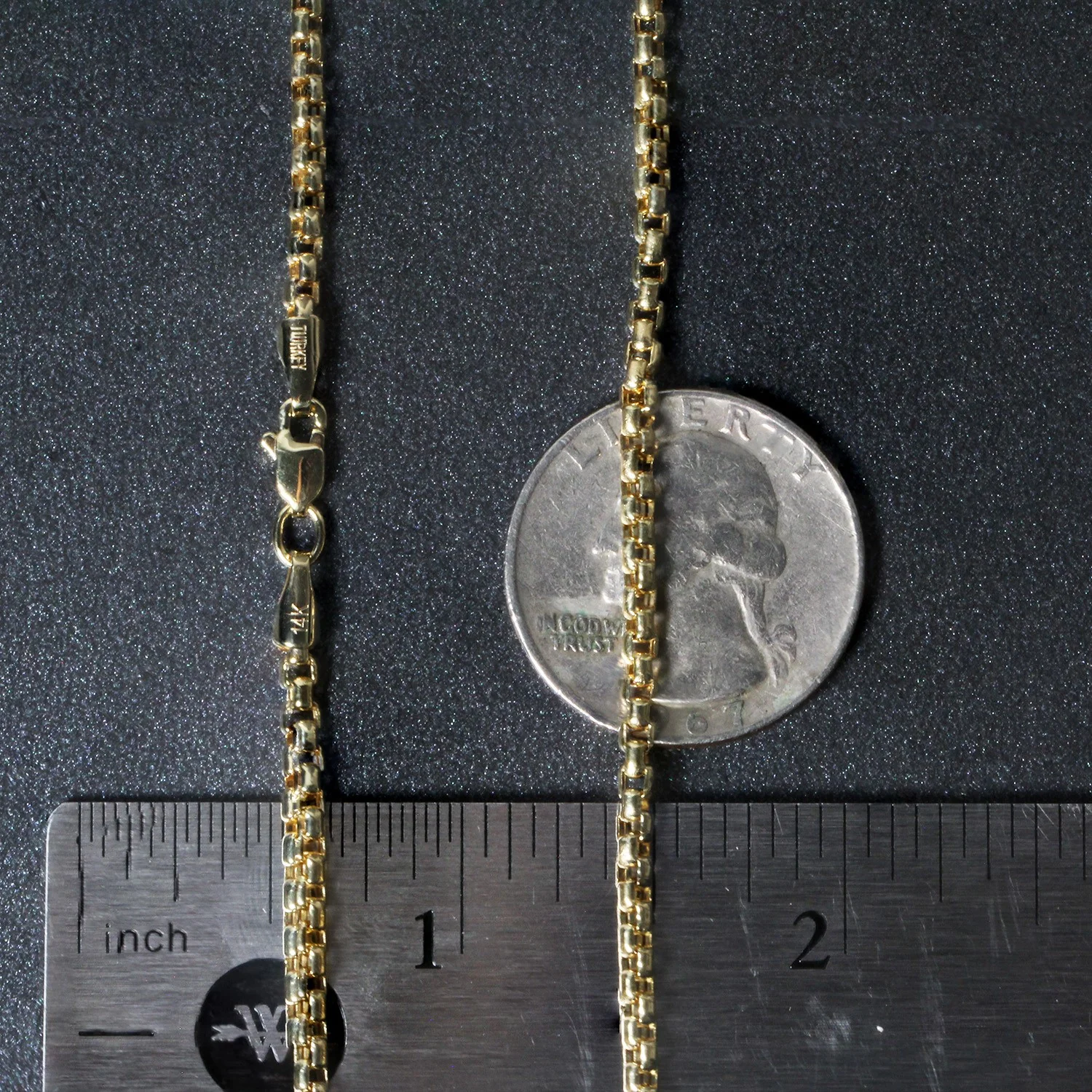 2.4mm 14k Yellow Gold Round Box Chain - Image 29