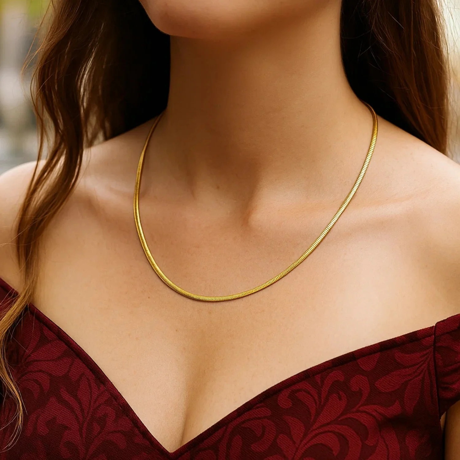 2.5mm 14k Two Tone Gold Reversible Omega Necklace - Image 14