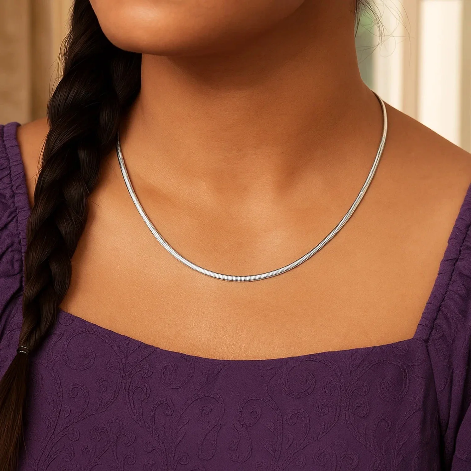 2.5mm 14k Two Tone Gold Reversible Omega Necklace - Image 18