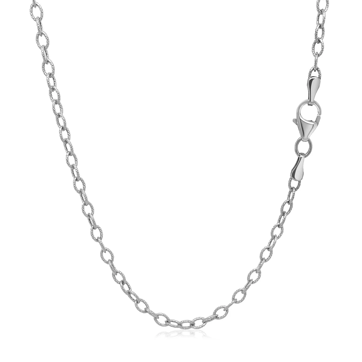 2.5mm 14k White Gold Pendant Chain with Textured Links - Image 10