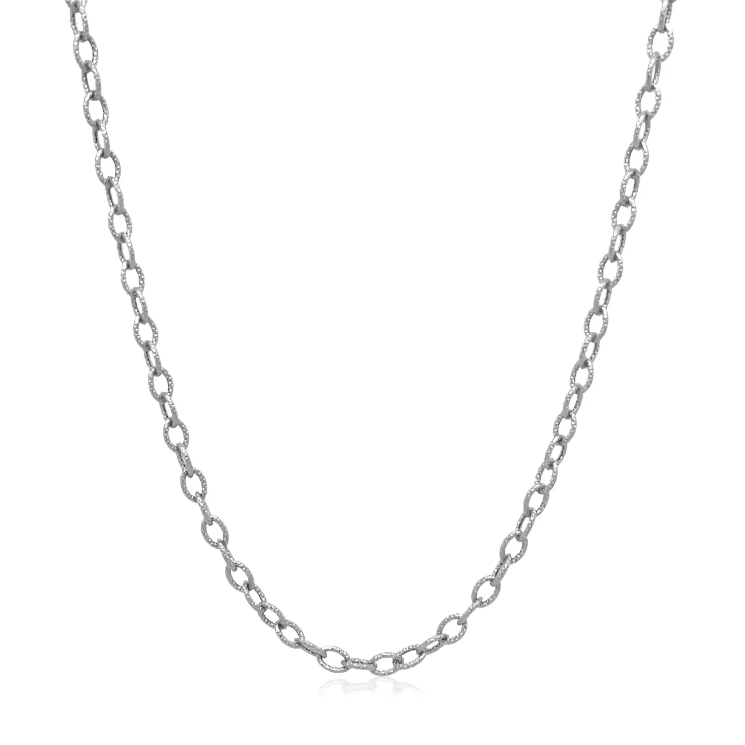 2.5mm 14k White Gold Pendant Chain with Textured Links - Image 11