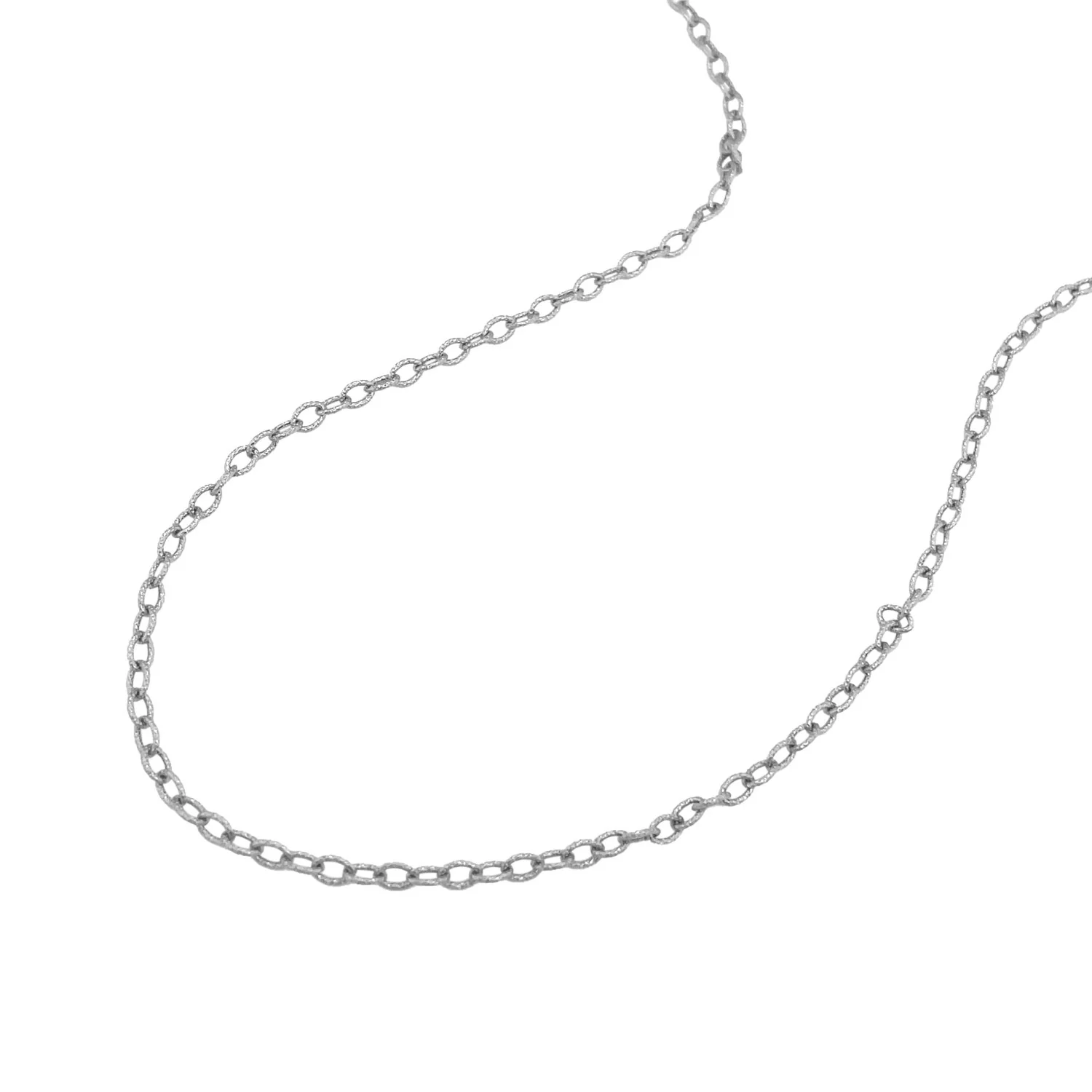 2.5mm 14k White Gold Pendant Chain with Textured Links - Image 14