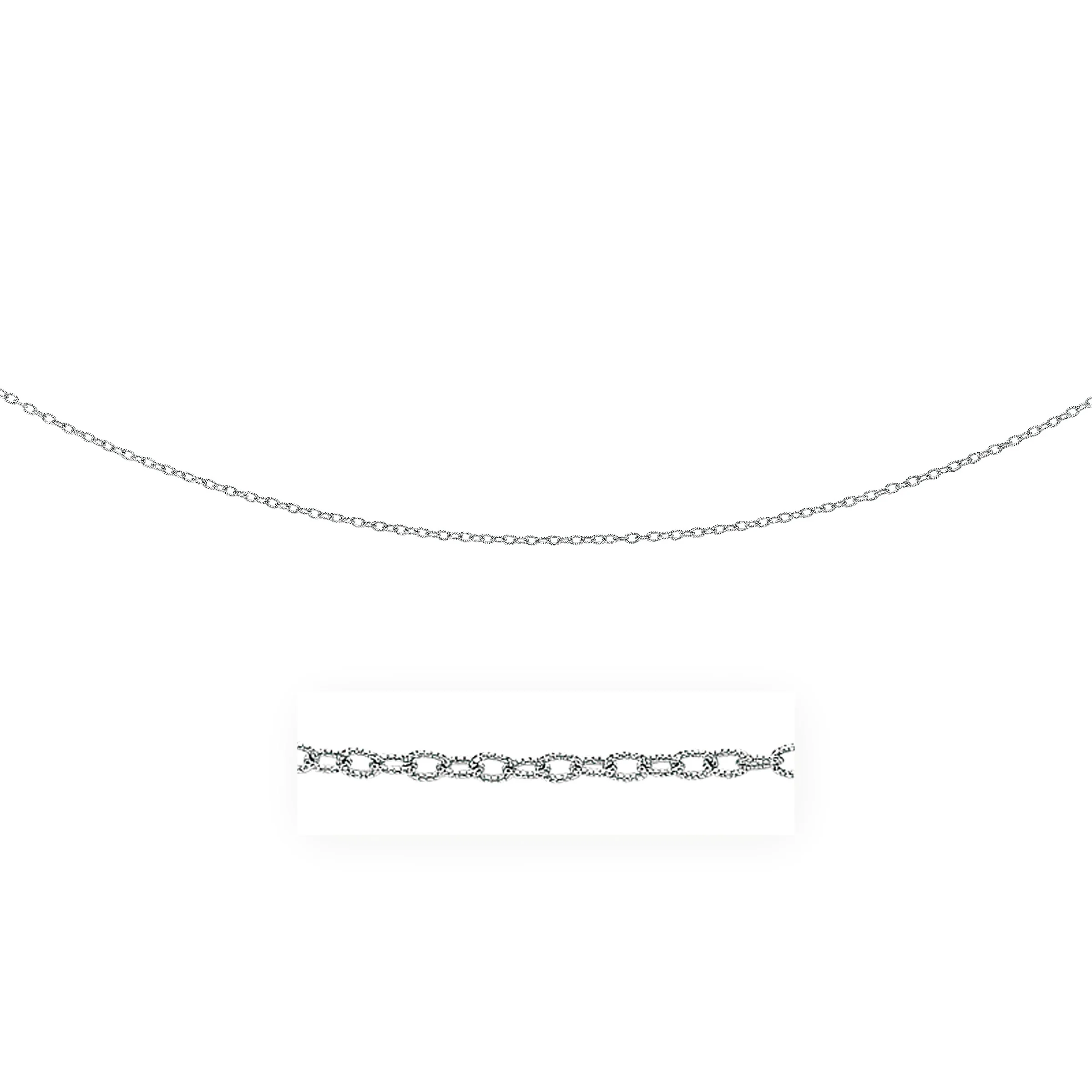 2.5mm 14k White Gold Pendant Chain with Textured Links - Image 3
