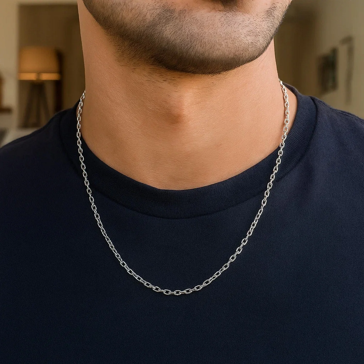 2.5mm 14k White Gold Pendant Chain with Textured Links - Image 31