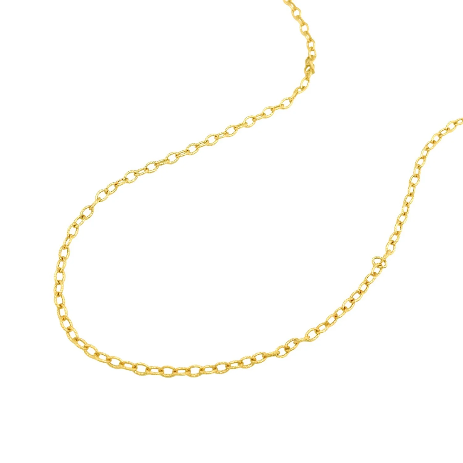 2.5mm 14k Yellow Gold Pendant Chain with Textured Links - Image 11