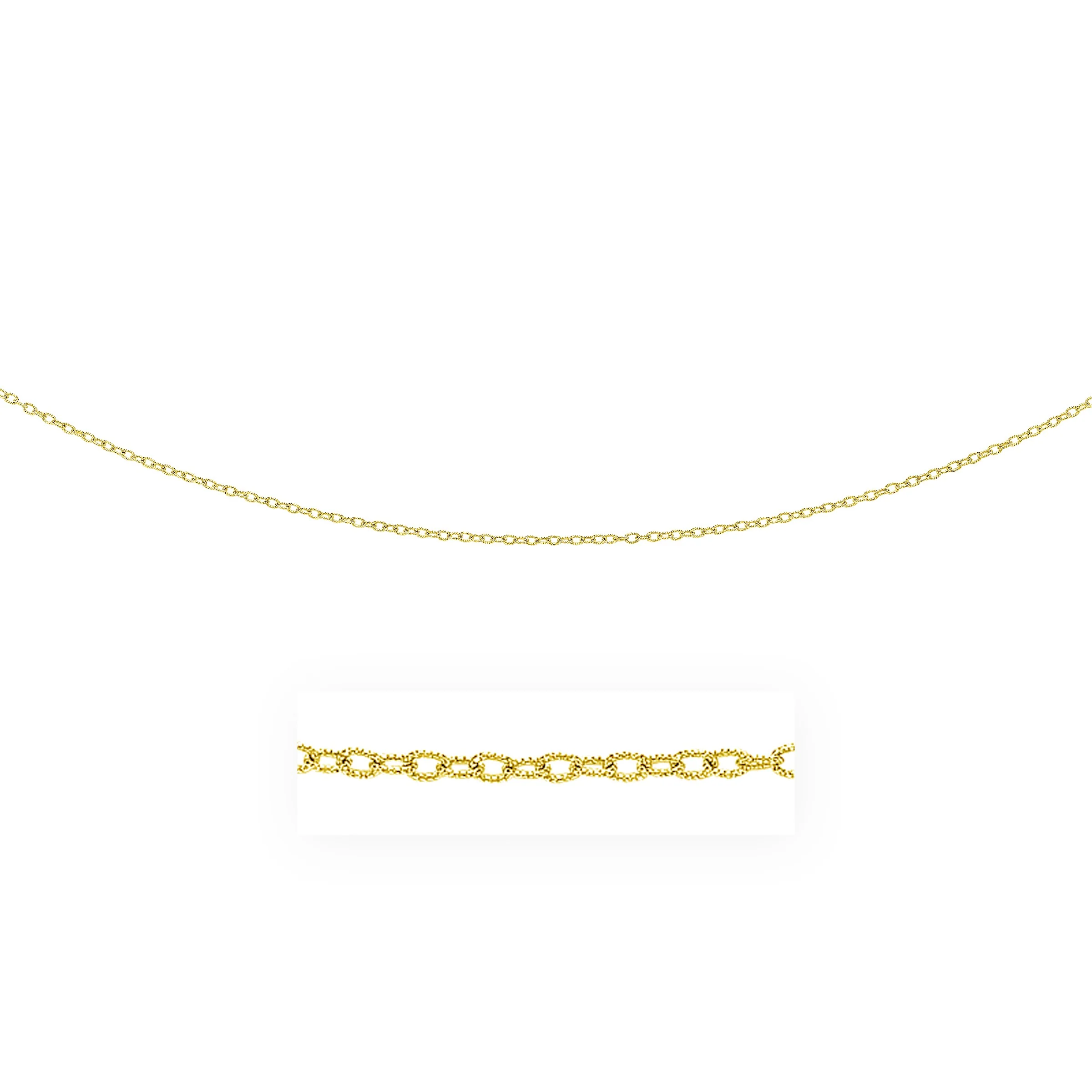 2.5mm 14k Yellow Gold Pendant Chain with Textured Links - Image 4