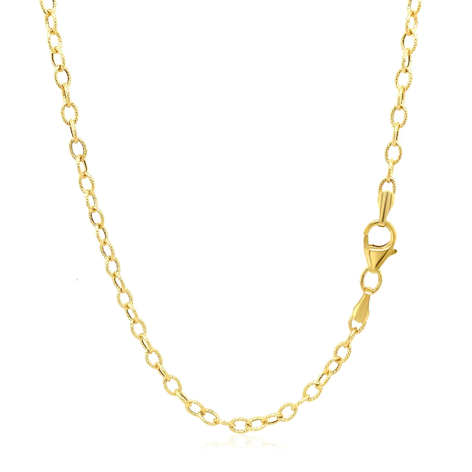 2.5mm 14k Yellow Gold Pendant Chain with Textured Links - Image 9