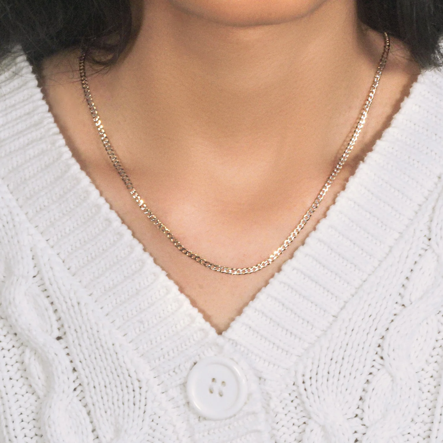 2.6 mm 14k Two Tone Gold Pave Curb Chain - Image 8