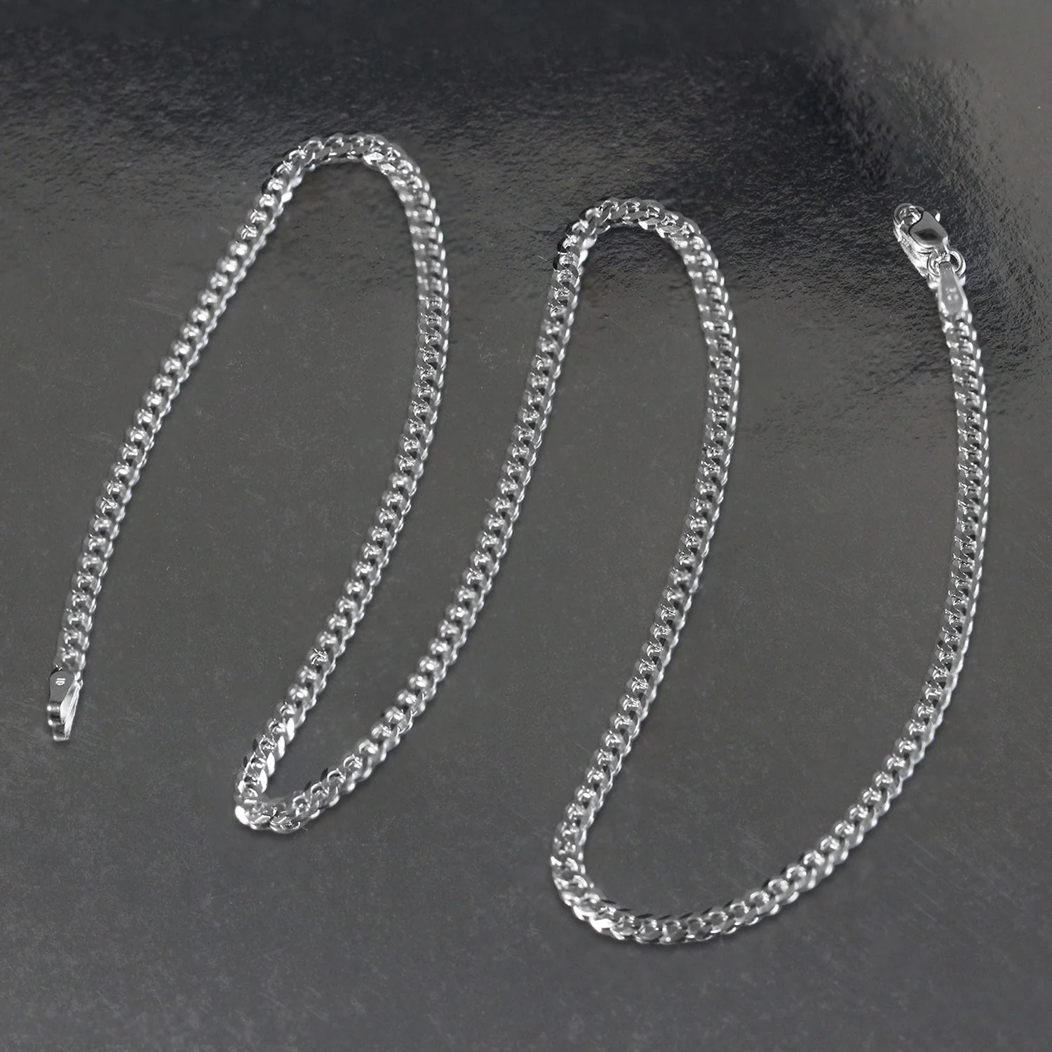 2.6mm 14k White Gold Solid Curb Chain - Image 5