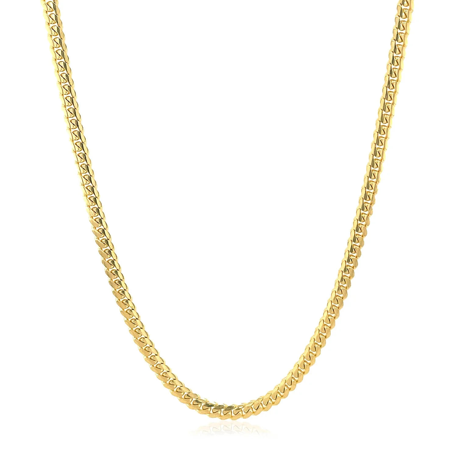 2.6mm 14k Yellow Gold Classic Solid Miami Cuban Chain - Image 2