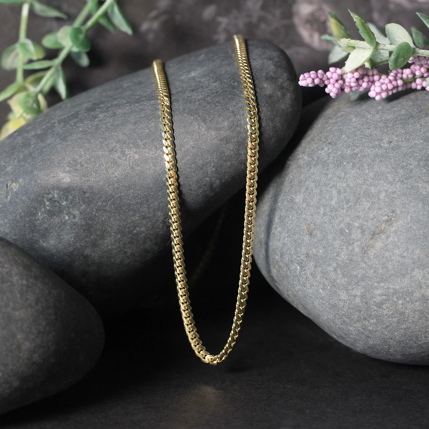 2.6mm 14k Yellow Gold Classic Solid Miami Cuban Chain - Image 4