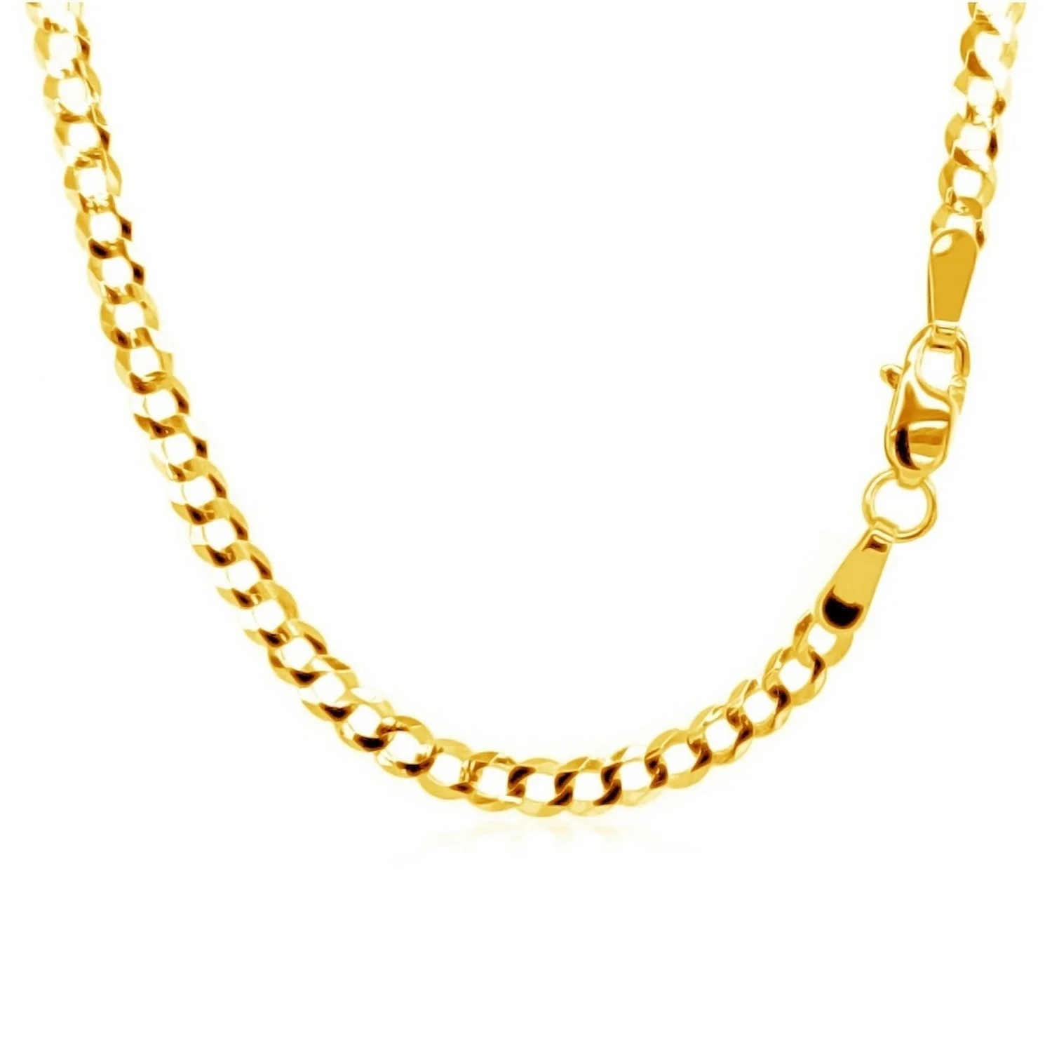 2.6mm 14k Yellow Gold Solid Curb Chain - Image 13