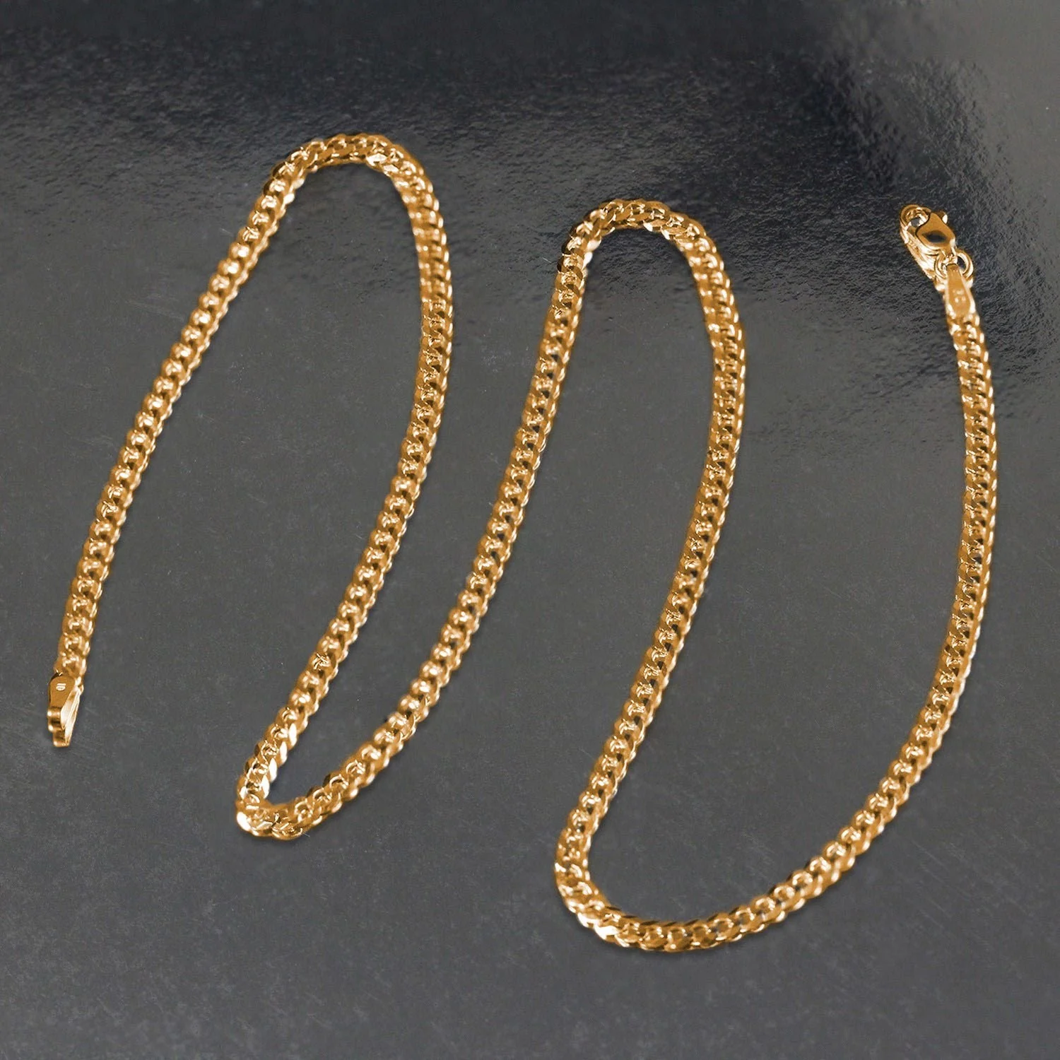 2.6mm 14k Yellow Gold Solid Curb Chain - Image 16