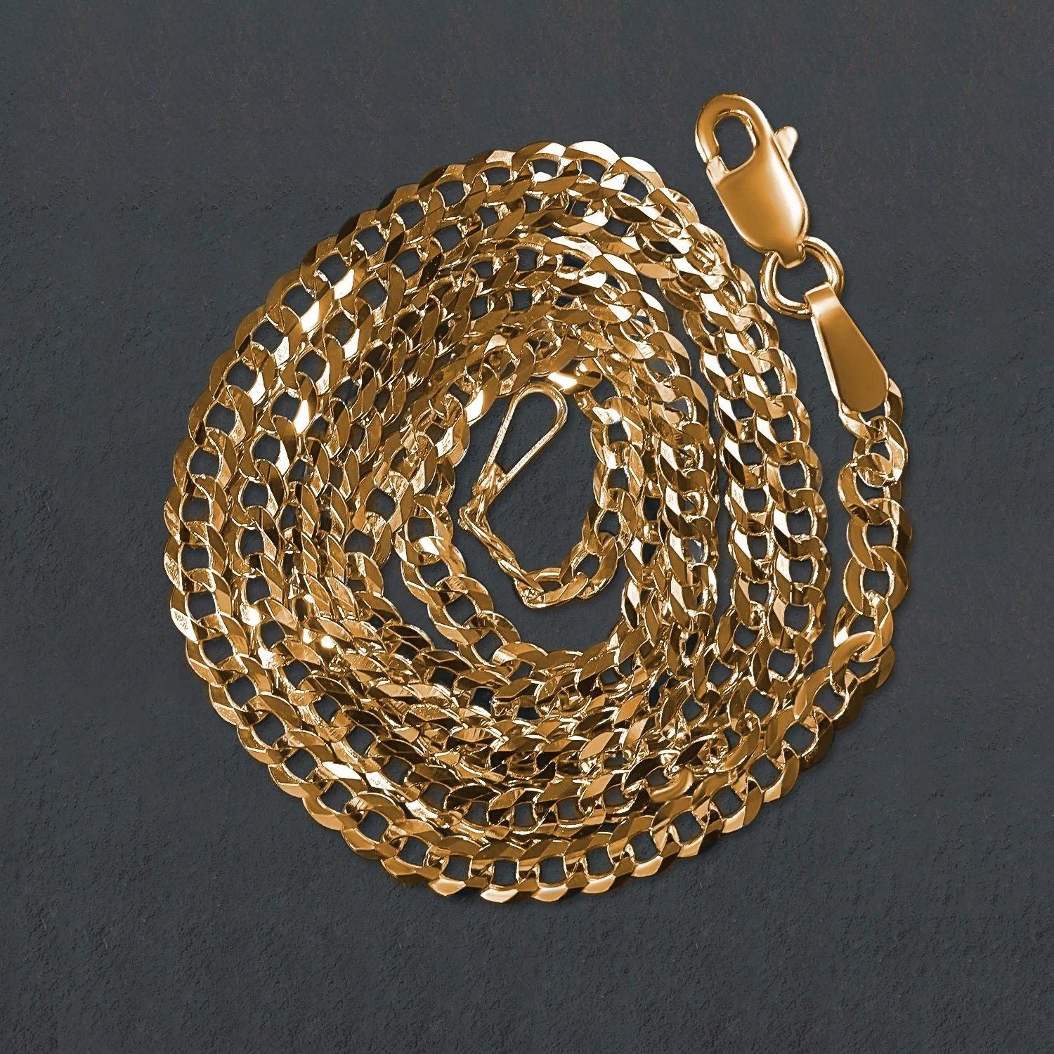 2.6mm 14k Yellow Gold Solid Curb Chain - Image 19