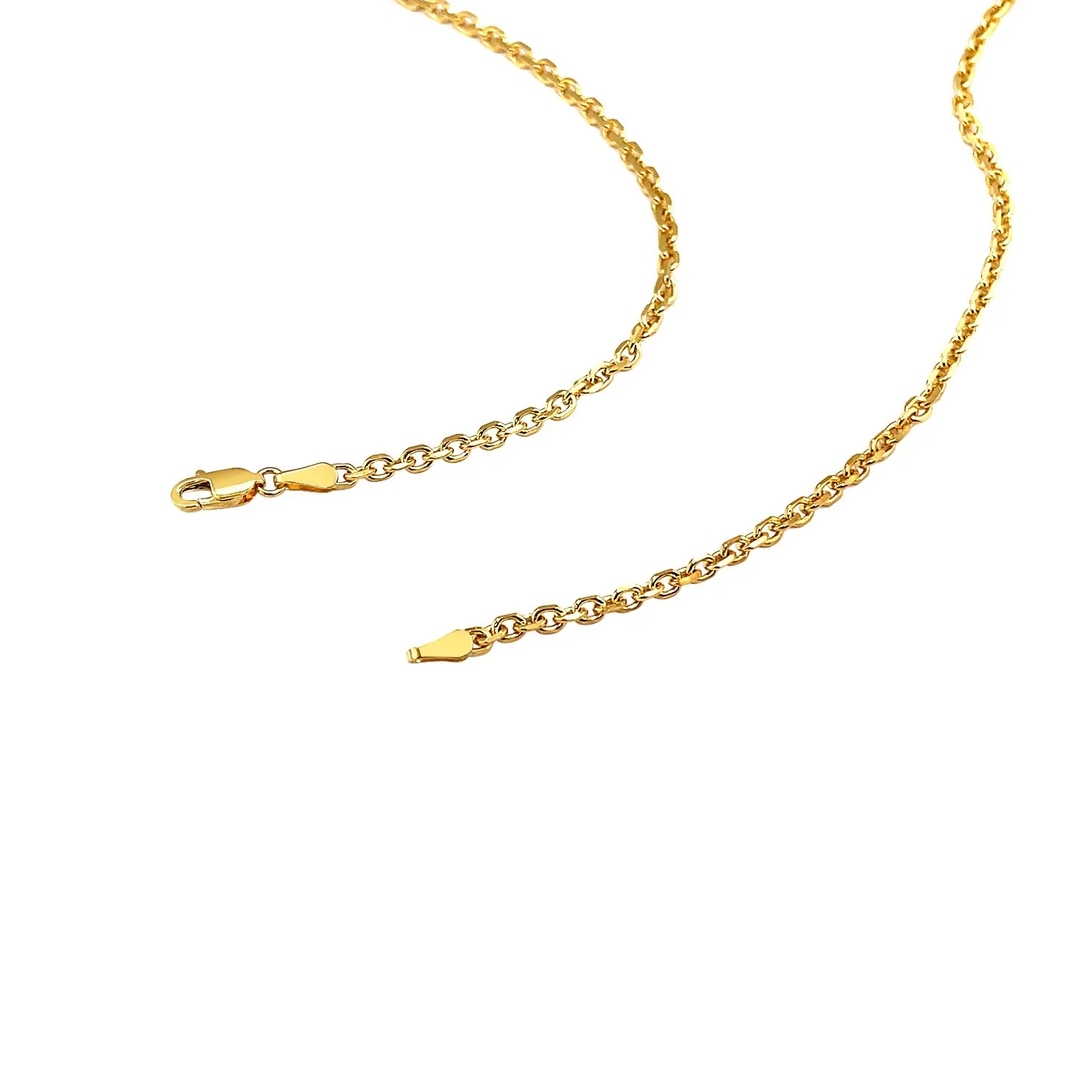 2.6mm 18k Yellow Gold Diamond Cut Cable Link Chain - Image 4